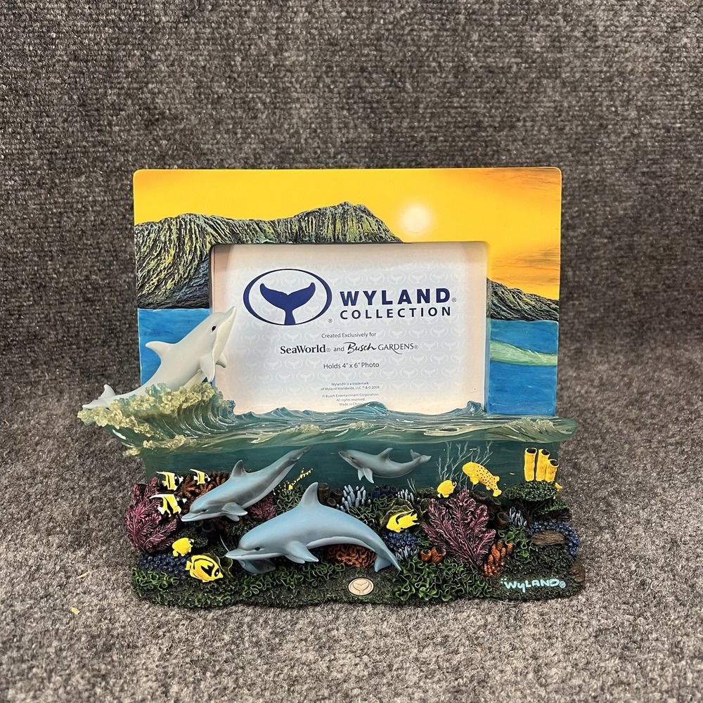 Wyland Sea World Photo Picture Frame 4x6 Acrylic Resin Dolphins Coral 3D Signed